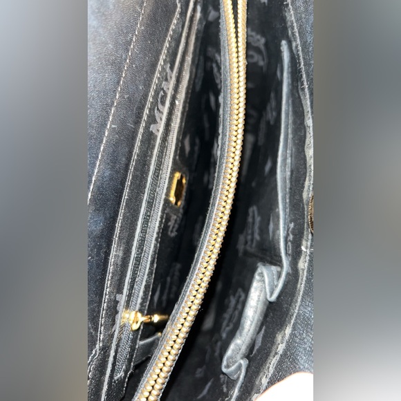 Black MCM Leather Tote Bag Gold Hardware Shoulder Bag - Picture 8 of 12